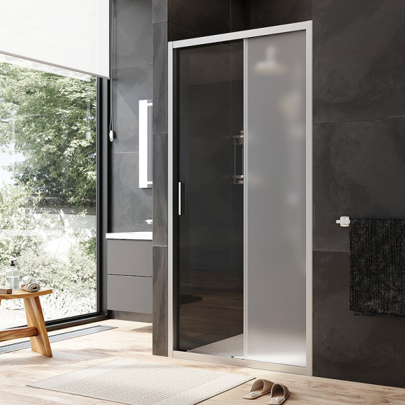 Душевая дверь AM.PM Gem Solo 100 W90G-100-1-195MM профиль Хром матовый стекло матовое-прозрачное Душевая дверь AM.PM Gem Solo 100 W90G-100-1-195MM профиль Хром матовый стекло матовое-прозрачное
