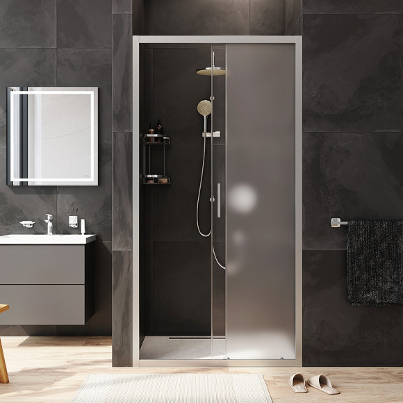 Душевая дверь AM.PM Gem Solo 100 W90G-100-1-195MM профиль Хром матовый стекло матовое-прозрачное Душевая дверь AM.PM Gem Solo 100 W90G-100-1-195MM профиль Хром матовый стекло матовое-прозрачное