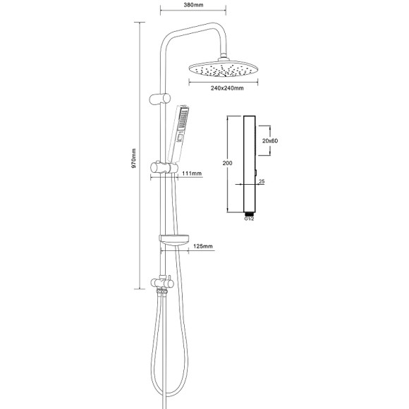 Душевая система Agger Marine S002cr Хром Душевая система Agger Marine S002cr Хром