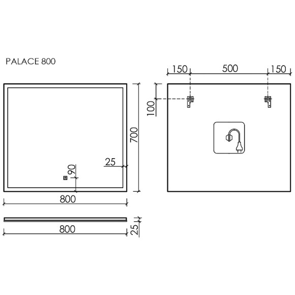 Зеркало Sancos Palace 80 PA800 с подсветкой с сенсорным выключателем Зеркало Sancos Palace 80 PA800 с подсветкой с сенсорным выключателем