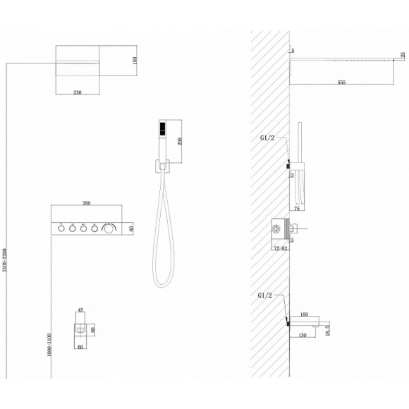 Душевая система Abber Rund AF8753NG с термостатом Никель Душевая система Abber Rund AF8753NG с термостатом Никель