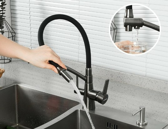 Смеситель для кухни Gappo G4398-19 Графит Черный