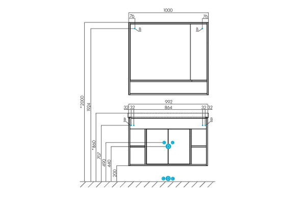 Зеркало со шкафом Aquaton Флай 100 1A237802FAX10 Белый Дуб крафт