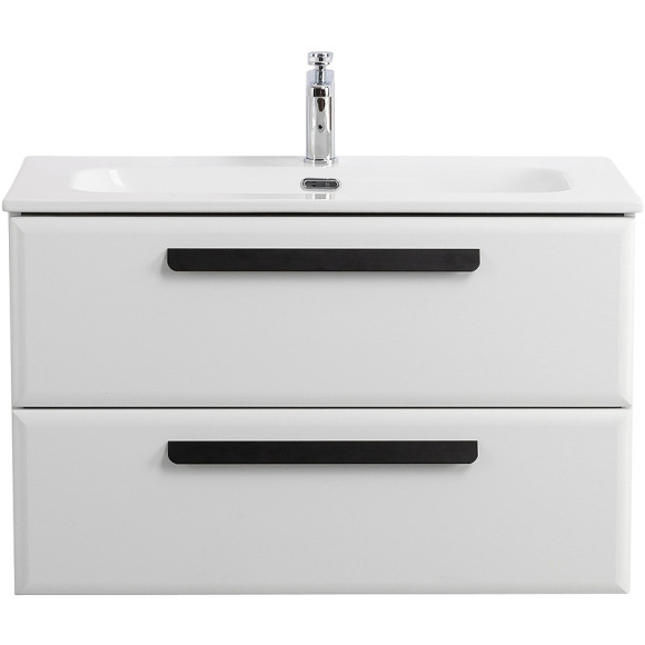 Тумба под раковину Cezares Eco-Cer-N 80 ECO-CER-N-800-2C-SO-BL подвесная Bianco Lucido без ручек