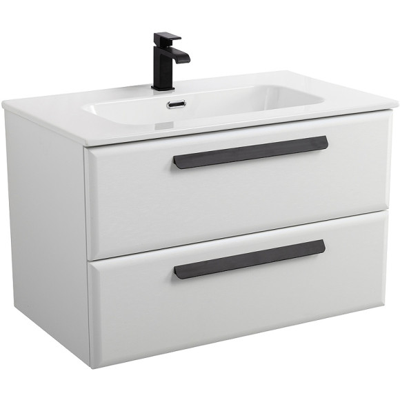 Тумба под раковину Cezares Eco-Cer-N 80 ECO-CER-N-800-2C-SO-BL подвесная Bianco Lucido без ручек