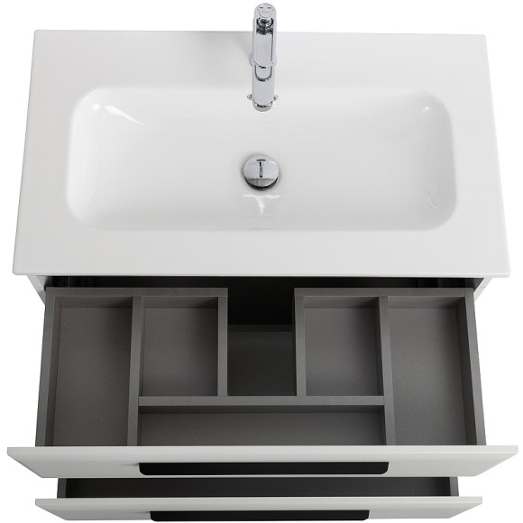 Тумба под раковину Cezares Eco-Cer-N 80 ECO-CER-N-800-2C-SO-BL подвесная Bianco Lucido без ручек