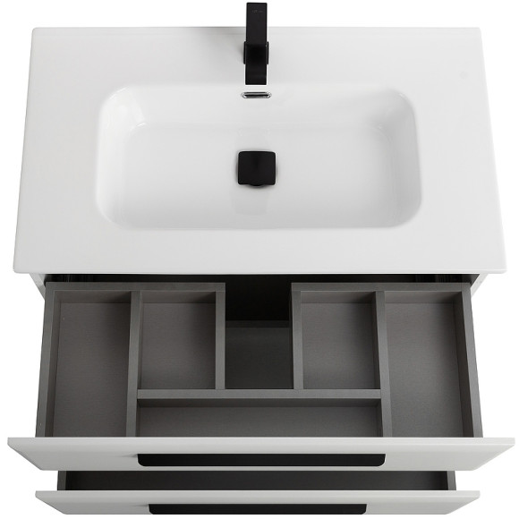 Тумба под раковину Cezares Eco-Cer-N 80 ECO-CER-N-800-2C-SO-BL подвесная Bianco Lucido без ручек