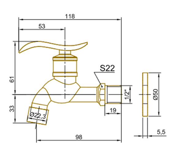 Кран для одного типа воды Bronze de Luxe 21595/2 Бронза с насадкой для шланга Кран для одного типа воды Bronze de Luxe 21595/2 Бронза с насадкой для шланга