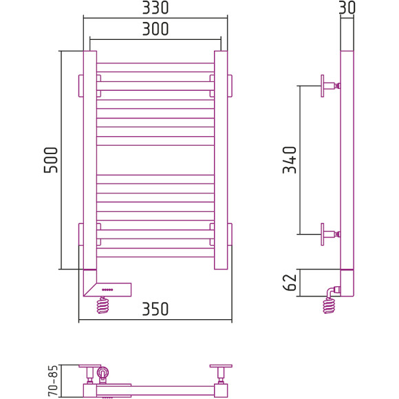 Электрический полотенцесушитель Сунержа Модус 2.0 500x300 L 00-5600-5030 Хром Электрический полотенцесушитель Сунержа Модус 2.0 500x300 L 00-5600-5030 Хром