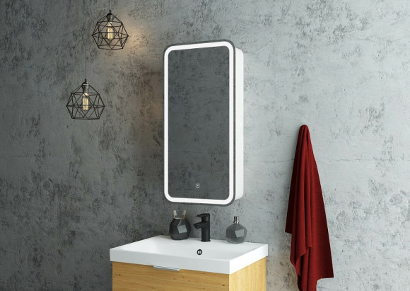 Зеркальный шкаф Континент Elliott LED 40 L МВК058 с подсветкой Белый Зеркальный шкаф Континент Elliott LED 40 L МВК058 с подсветкой Белый