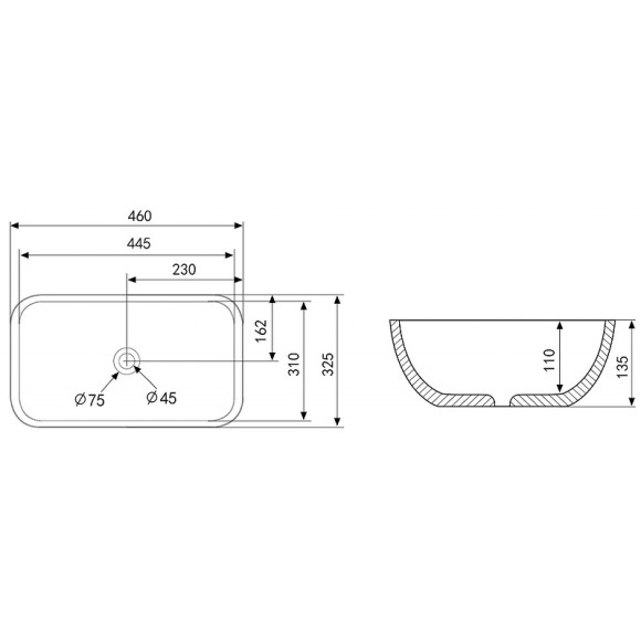Раковина-чаша Abber Rechteck 46 AC2200MW Белая матовая Раковина-чаша Abber Rechteck 46 AC2200MW Белая матовая