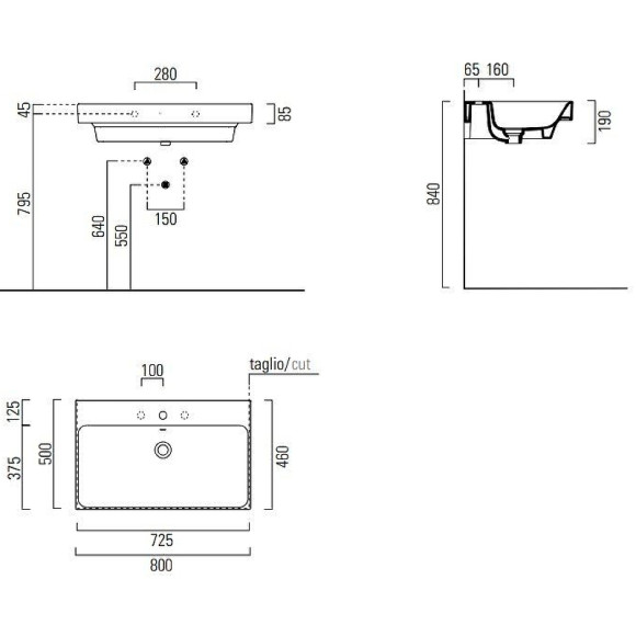 Раковина GSI Nubes 80 9622011 Белая Раковина GSI Nubes 80 9622011 Белая