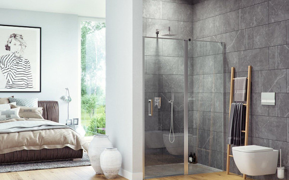 Душевая дверь Excellent Mazo 150 KAEX.3025.1S.1500.LP+KAEX.3025.1D.0650.LP (KAEX.3025.1D.0650.LP+KAEX.3025.1S.1500.LP) профиль Хром стекло прозрачное