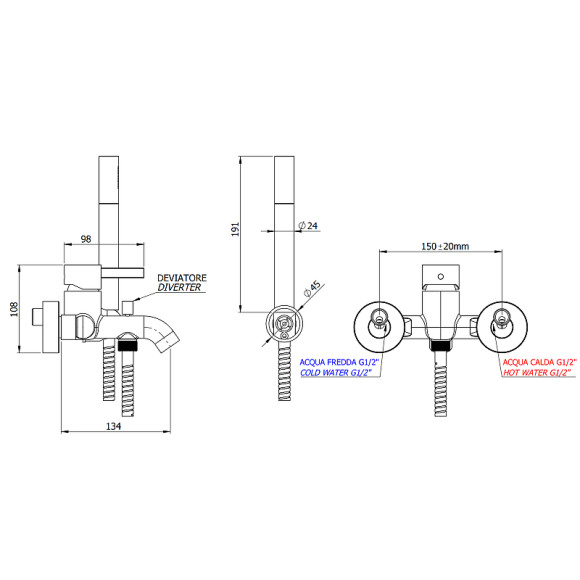Смеситель для ванны Remer Metrica MC02 Хром Смеситель для ванны Remer Metrica MC02 Хром