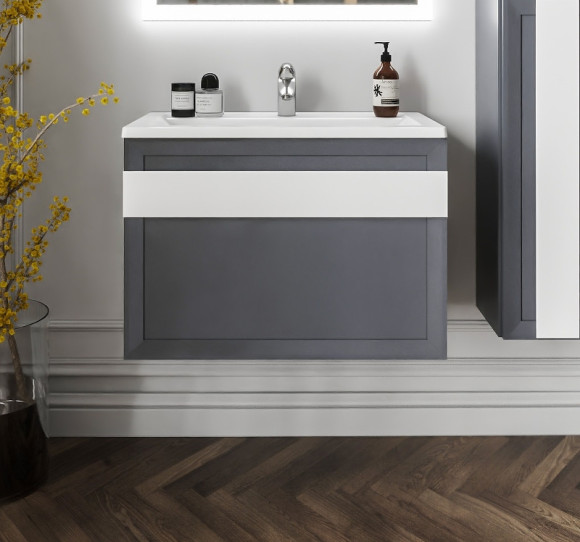 Тумба под раковину Бриклаер Берлин 80 4627125416156 подвесная Оникс серый Тумба под раковину Бриклаер Берлин 80 4627125416156 подвесная Оникс серый