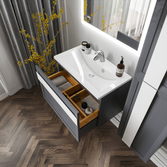 Тумба под раковину Бриклаер Берлин 80 4627125416156 подвесная Оникс серый Тумба под раковину Бриклаер Берлин 80 4627125416156 подвесная Оникс серый