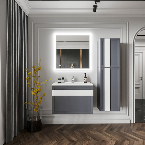 Тумба под раковину Бриклаер Берлин 80 4627125416156 подвесная Оникс серый Тумба под раковину Бриклаер Берлин 80 4627125416156 подвесная Оникс серый