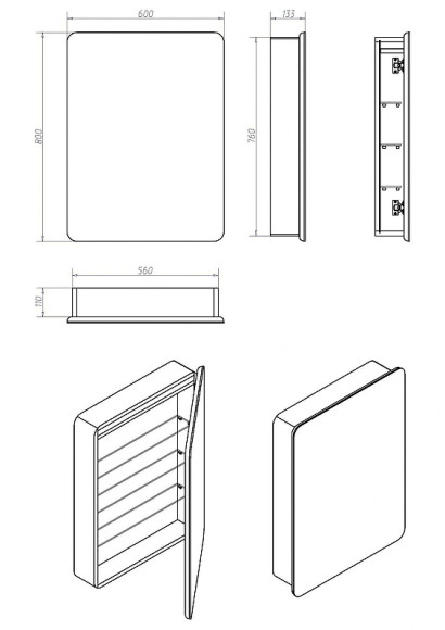 Зеркальный шкаф Art&Max Platino AM-Pla-600-800-1D-R-DS-F с подсветкой с сенсорным выключателем Белый Зеркальный шкаф Art&Max Platino AM-Pla-600-800-1D-R-DS-F с подсветкой с сенсорным выключателем Белый