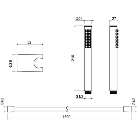 Душевой гарнитур Aquatek Европа 1 jet AQ2034MB Черный матовый
