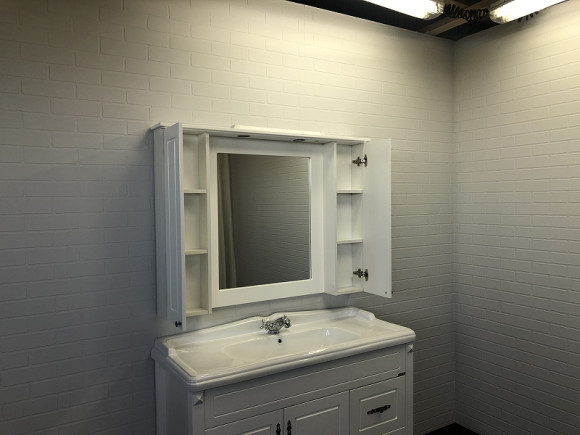 Зеркальный шкаф Comforty Палермо 120 00004142365 Белый глянец Зеркальный шкаф Comforty Палермо 120 00004142365 Белый глянец