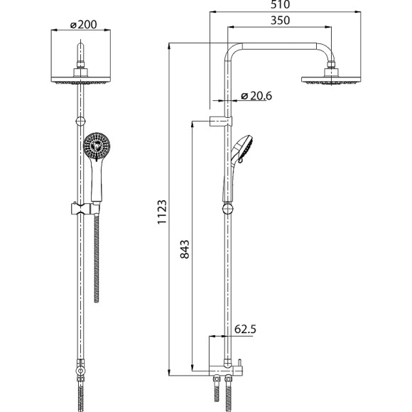 Душевая система Koller Pool Round RNSD200 Хром Душевая система Koller Pool Round RNSD200 Хром