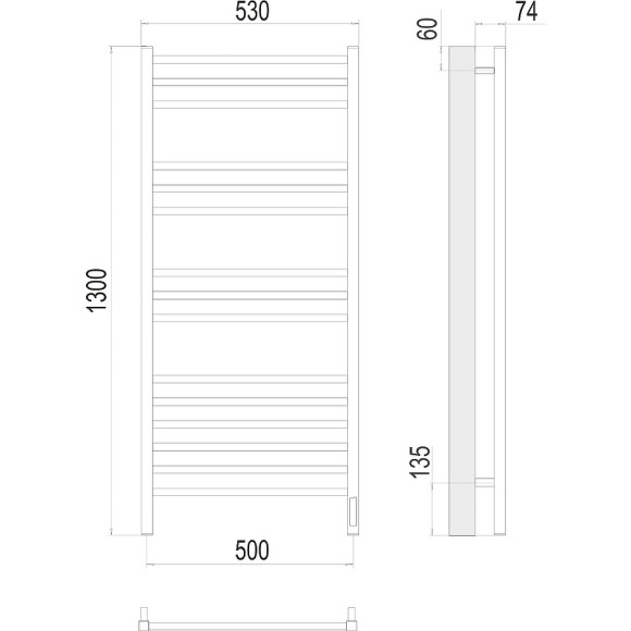 Электрический полотенцесушитель Terminus Ватикан П15 500x1300 4670078526212 Хром