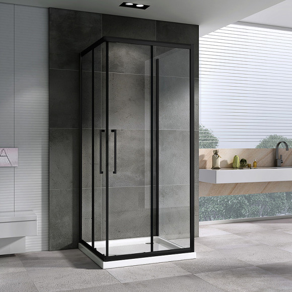 Душевой уголок Abber Schwarzer Diamant 80x80 AG02080BH-S80Bб профиль Черный стекло прозрачное