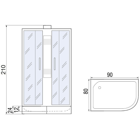 Душевая кабина River Nara 90x80 МТ L 10000008790 с поддоном