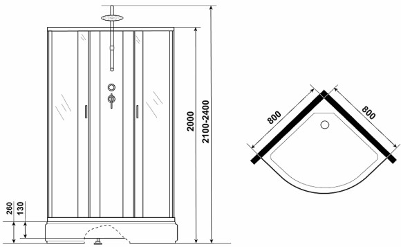 Душевая кабина Niagara Classic 80х80 NG-6703-14BKTG с гидромассажем