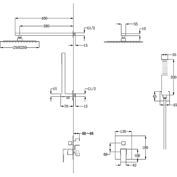 Душевая система Abber Daheim AF8219B Черная матовая