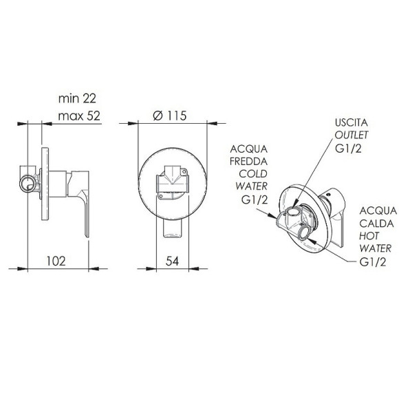 Смеситель для душа Remer Energy EY30 Хром Смеситель для душа Remer Energy EY30 Хром