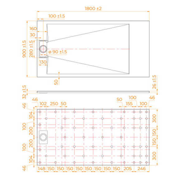Душевой поддон из стеклопластика RGW TUS-W 180x90 553702918-01 Белый