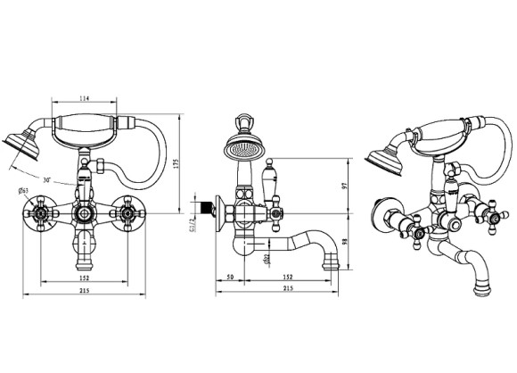 Смеситель для ванны Boheme Royal Cristal 313-Royal Бронза Смеситель для ванны Boheme Royal Cristal 313-Royal Бронза