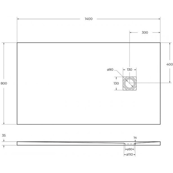 Душевой поддон из искусственного камня BelBagno Uno 140x80 TRAY-MR-UNO-AH-140/80-35-W-CR Белый