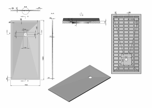 Душевой поддон из искусственного камня Vincea 180x90 VST-4SR9018W+Vsph-D132 Белый матовый