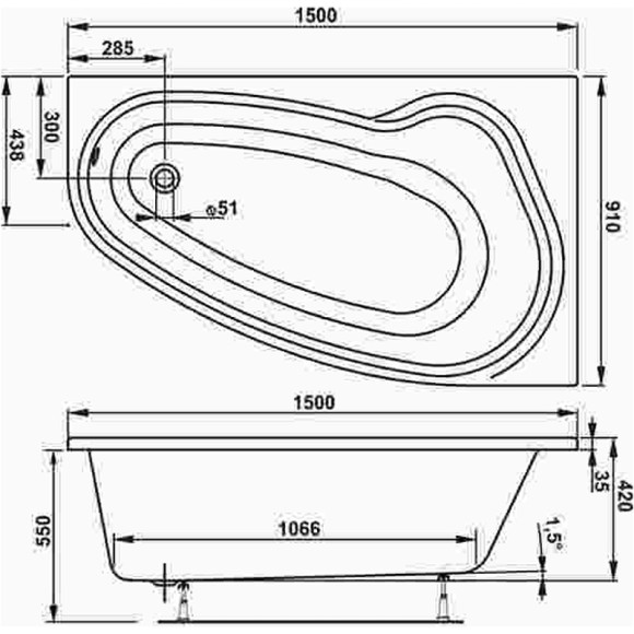 Акриловая ванна Vagnerplast Avona 150x90 R VPBA159AVO3PX-04 без гидромассажа Акриловая ванна Vagnerplast Avona 150x90 R VPBA159AVO3PX-04 без гидромассажа