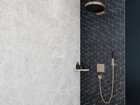 Смеситель для душа Hansgrohe Ecostat Square 15714140 с термостатом Шлифованная бронза