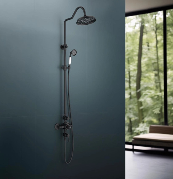 Душевая система Aquatek Классик AQ2563MB с термостатом Черная матовая Душевая система Aquatek Классик AQ2563MB с термостатом Черная матовая