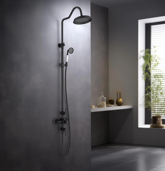 Душевая система Aquatek Классик AQ2563MB с термостатом Черная матовая Душевая система Aquatek Классик AQ2563MB с термостатом Черная матовая