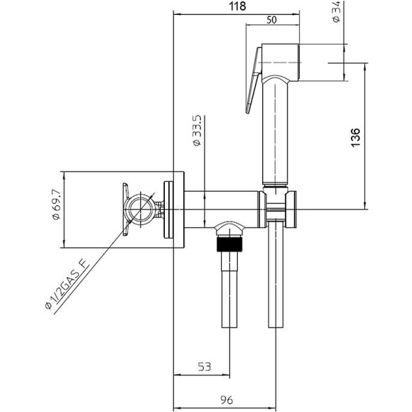 Гигиенический душ со смесителем Bossini E37007B.073 Черный матовый Гигиенический душ со смесителем Bossini E37007B.073 Черный матовый