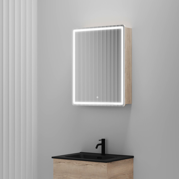 Зеркальный шкаф Sancos Mirror 60 MI60EG с подсветкой Дуб галифакс натуральный Зеркальный шкаф Sancos Mirror 60 MI60EG с подсветкой Дуб галифакс натуральный