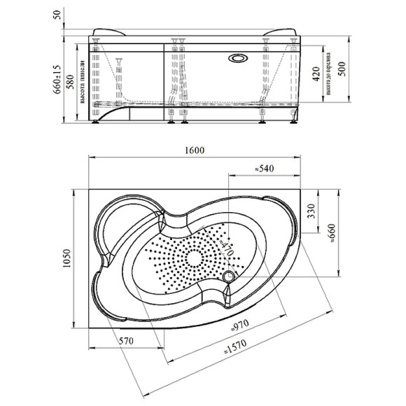 Акриловая ванна Radomir Vannesa Ирма 160х105 R 2-76-2-2-9-229 с гидромассажем Баланс Хром
