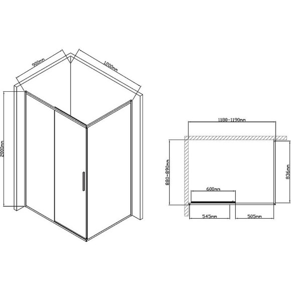 Душевой уголок Vincea Slim-U 120x90 VSR-2SU9012CL профиль Хром стекло прозрачное