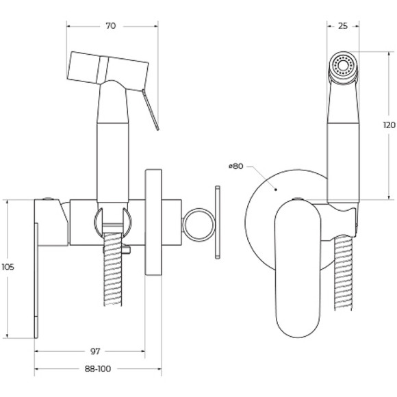 Гигиенический душ со смесителем Cezares Stylus STYLUS-DIF-01 Хром Гигиенический душ со смесителем Cezares Stylus STYLUS-DIF-01 Хром