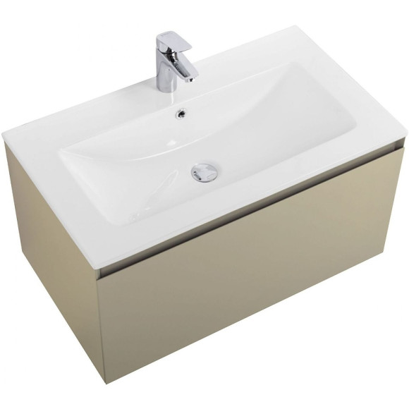 Тумба под раковину Art&Max Latina 80 AM-Latina-800-1C-SO-BGM подвесная Серо-бежевая матовая