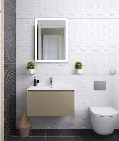 Тумба под раковину Art&Max Latina 80 AM-Latina-800-1C-SO-BGM подвесная Серо-бежевая матовая