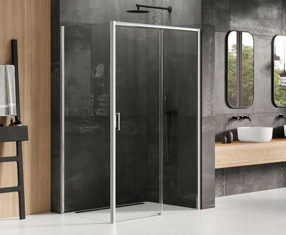 Душевой уголок New Trendy Prime Chrome 130х90 R D-0305A/D-0124B профиль Хром стекло прозрачное Душевой уголок New Trendy Prime Chrome 130х90 R D-0305A/D-0124B профиль Хром стекло прозрачное