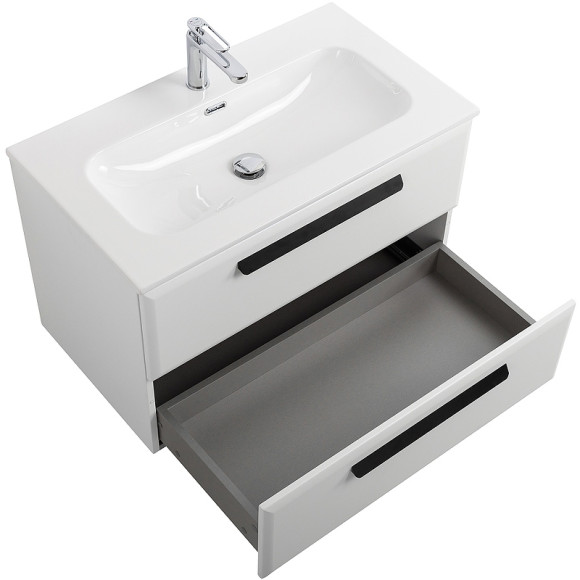 Тумба под раковину Cezares Eco-Cer-N 80 ECO-CER-N-800-2C-SO-BO подвесная Bianco Opaco без ручек