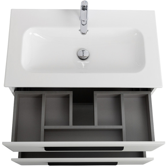 Тумба под раковину Cezares Eco-Cer-N 80 ECO-CER-N-800-2C-SO-BO подвесная Bianco Opaco без ручек