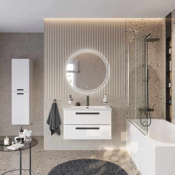 Тумба под раковину Cezares Eco-Cer-N 80 ECO-CER-N-800-2C-SO-BO подвесная Bianco Opaco без ручек